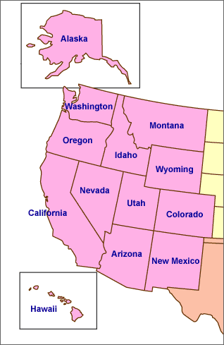 美国西部地图