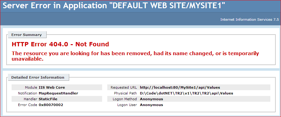 HTTP 错误 404.0